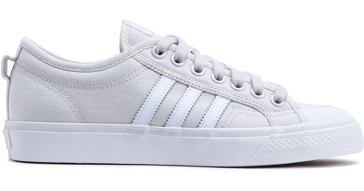 adidas Originals Nizza Leather-trimmed Canvas Sneakers Light Gray in ...