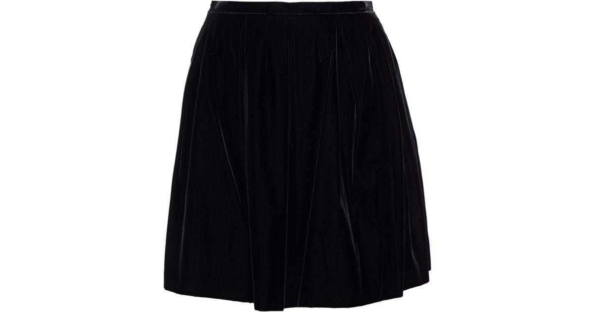 Giorgio Armani Pleated Velvet Mini Skirt Black - Lyst