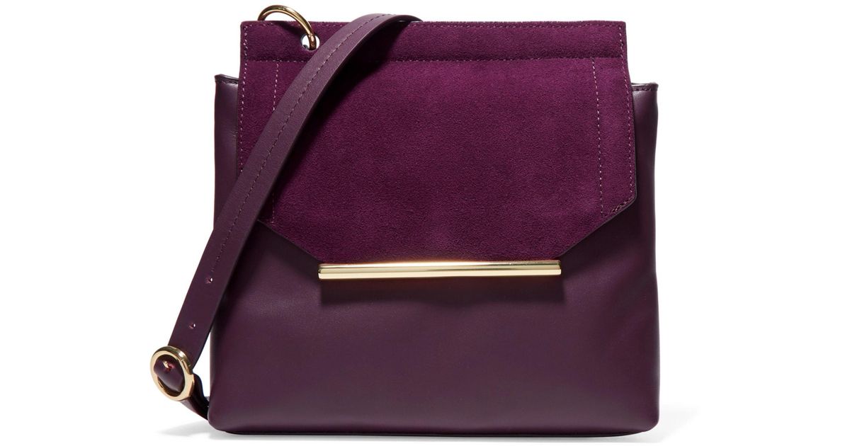 Lyst Halston Heritage Suede Trimmed Leather Shoulder Bag Dark Lyst Halston Heritage Suede Trimmed Leather Shoulder Bag Dark Purple In