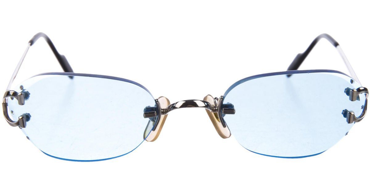 Lyst Cartier C Decor Rimless Sungles Silver In Metallic For Men