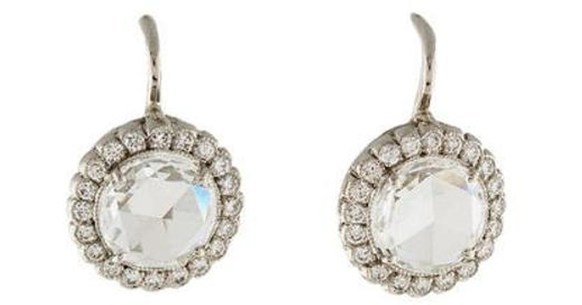 Lyst Tiffany Co Platinum Diamond Drop Earrings Rose In Metallic