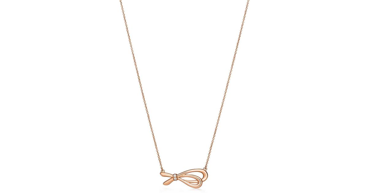 Tiffany Co Bow Pendant In 18k Rose Gold With Diamonds Tiffany Co Bow Pendant In 18k Rose Gold With Diamonds Pink Lyst