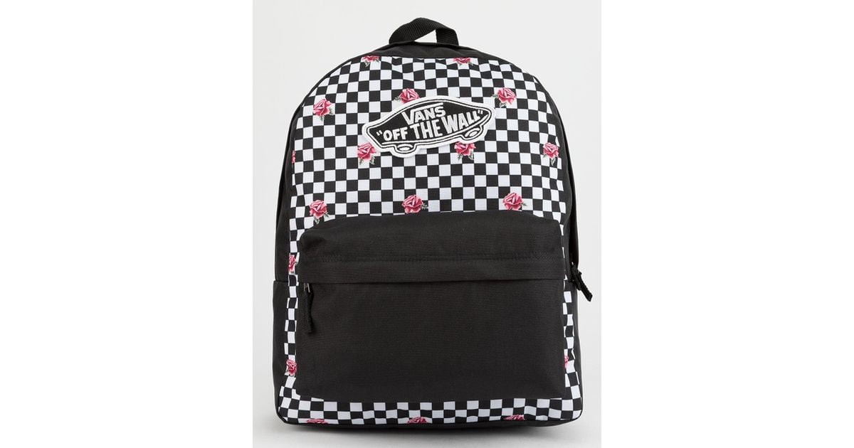 Lyst - Vans Realm Rose Checkerboard Backpack in Black