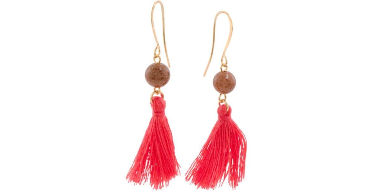 Lyst Tj Ma Made In Canada Brown Goldstone And Cotton Tel Lyst Tj Ma Made In Canada Brown Goldstone And Cotton Tel Earrings Red