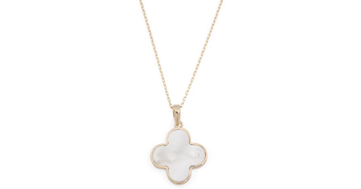 14k Yellow Gold Hand Crafted Popular Cross Tube White Mother of Pearl Pendant