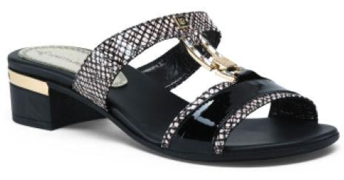 Tj Maxx Made In Italy Two Band Patent Leather Sandals in Black - Lyst