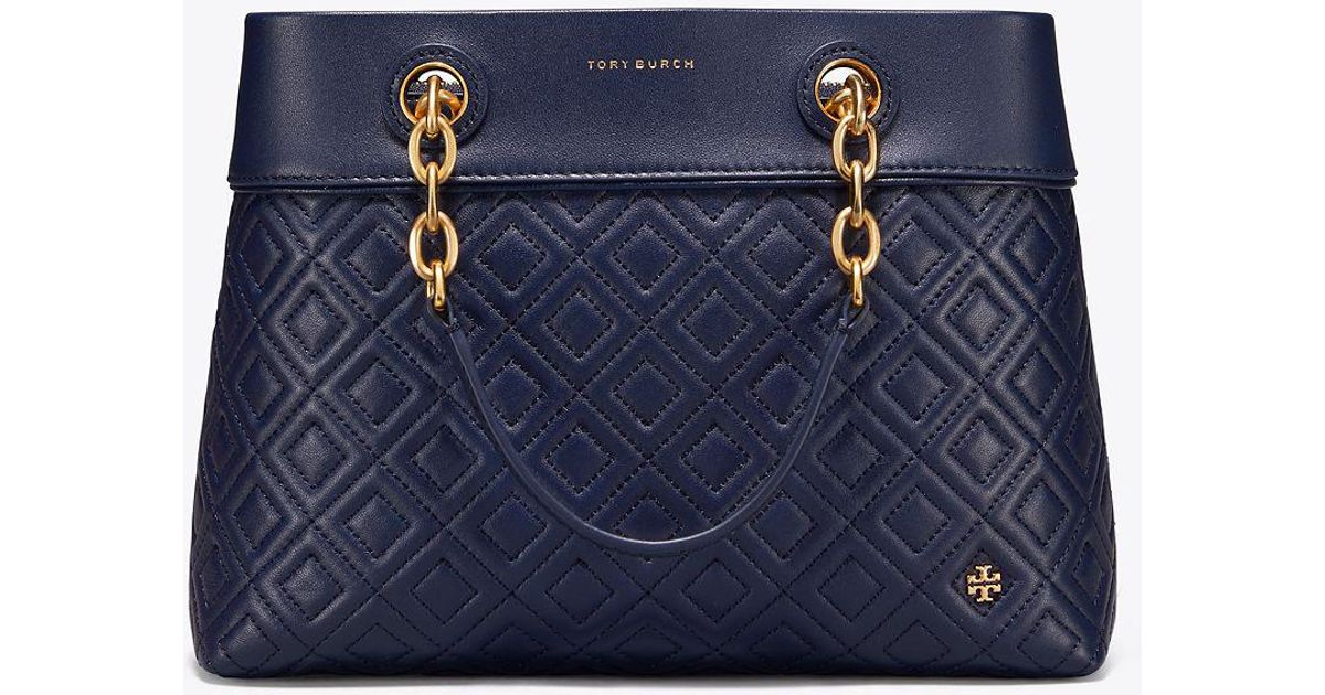 Lyst Tory Burch Fleming Small Tote In Blue