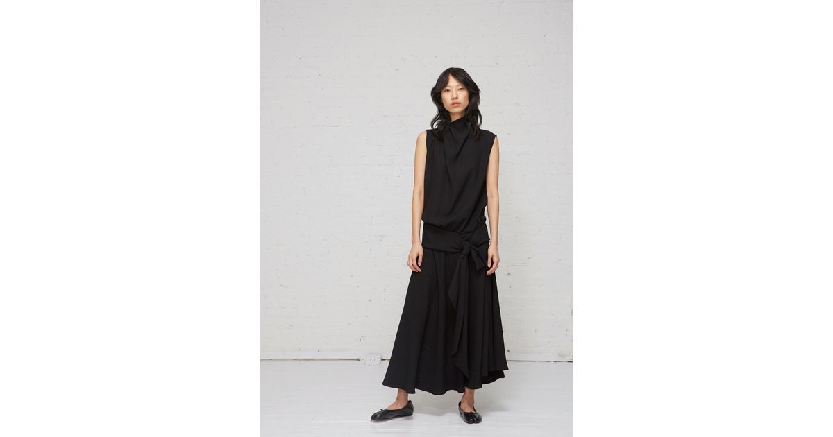 Maison Margiela Black Sleeveless Floor Length Dress Lyst