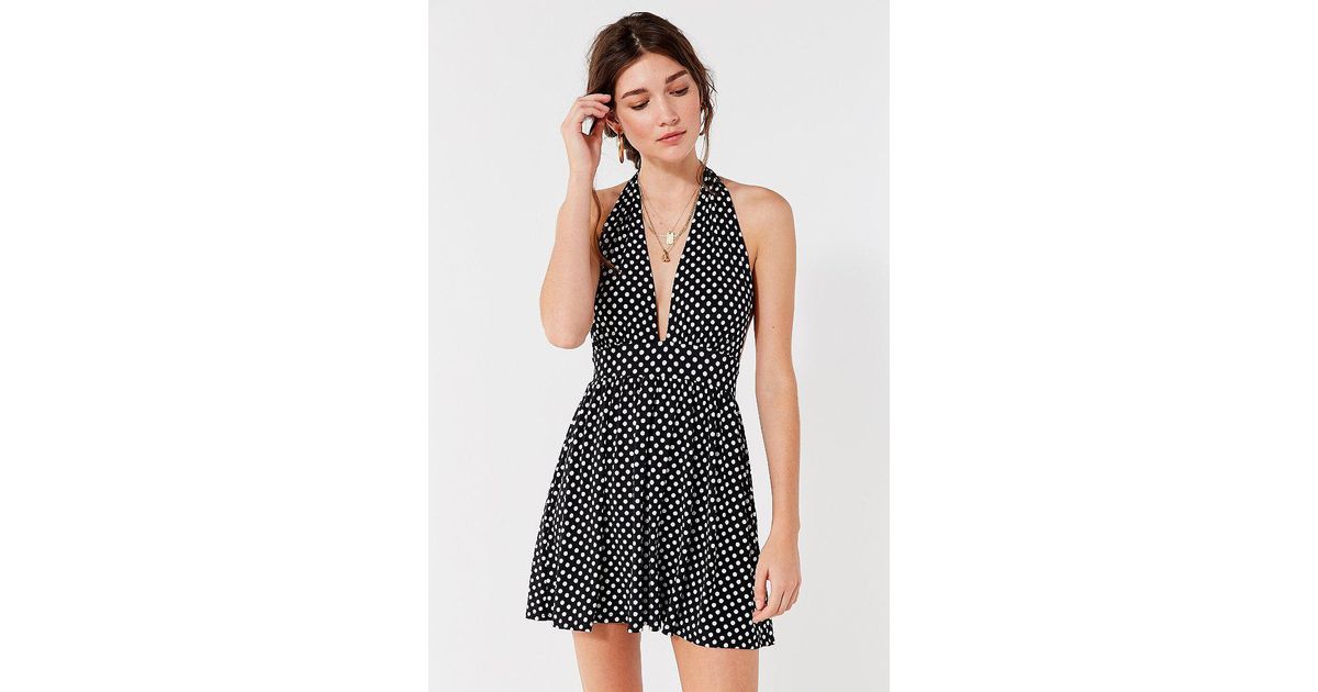 Polka Dot Halter Mini Dress