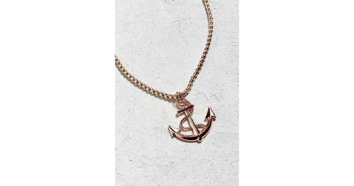 Lyst Urban Outfitters Uo Gold Anchor Pendant Necklace In Metallic