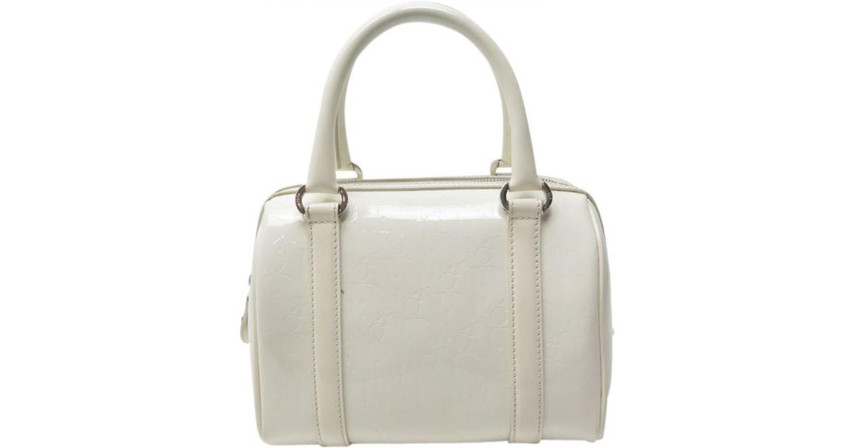 Dior Pre Owned Patent Leather Handbag In White Lyst
