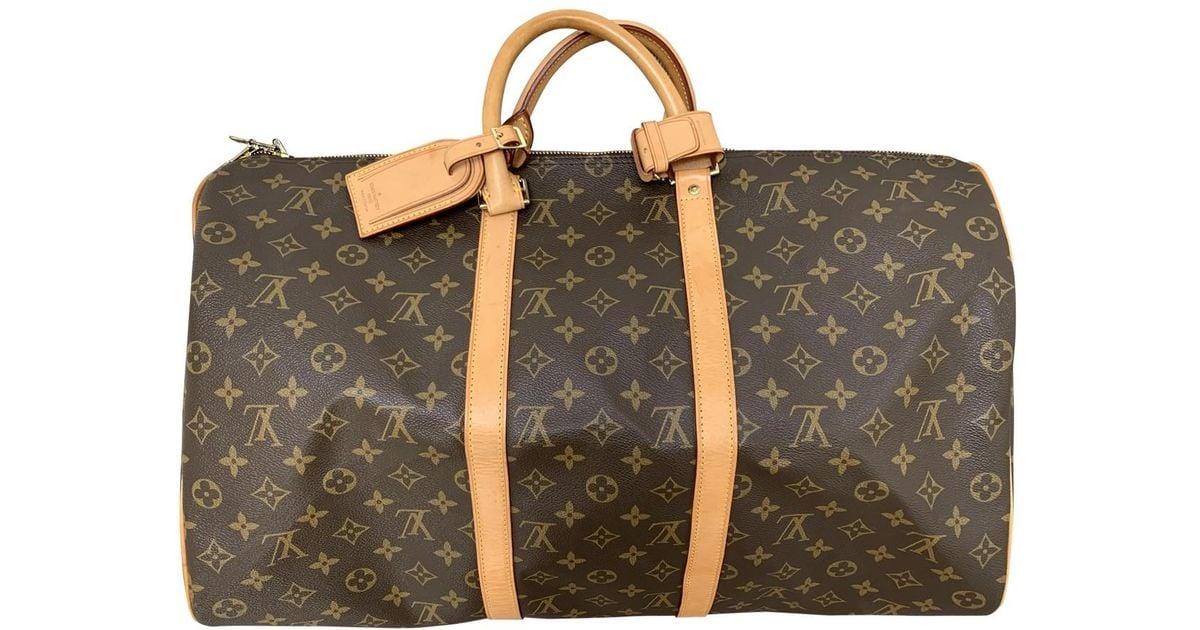 Cloth 24h bag Louis Vuitton Brown in Cloth - 7986131
