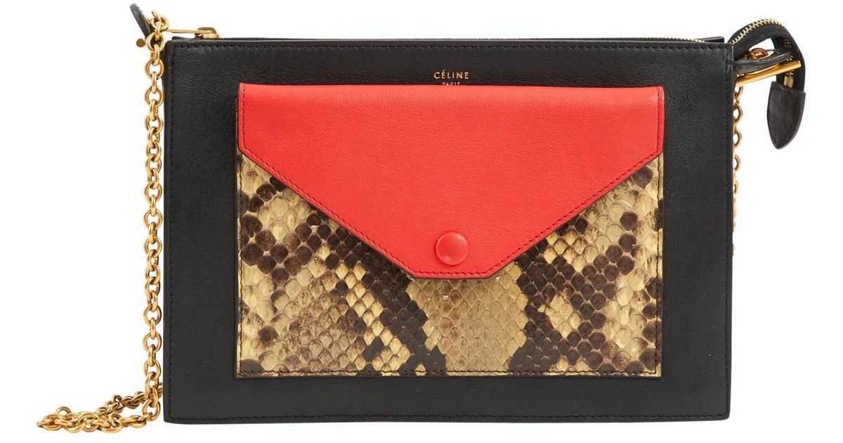 Céline Pre Owned Pocket Python Handbag In Black Lyst
