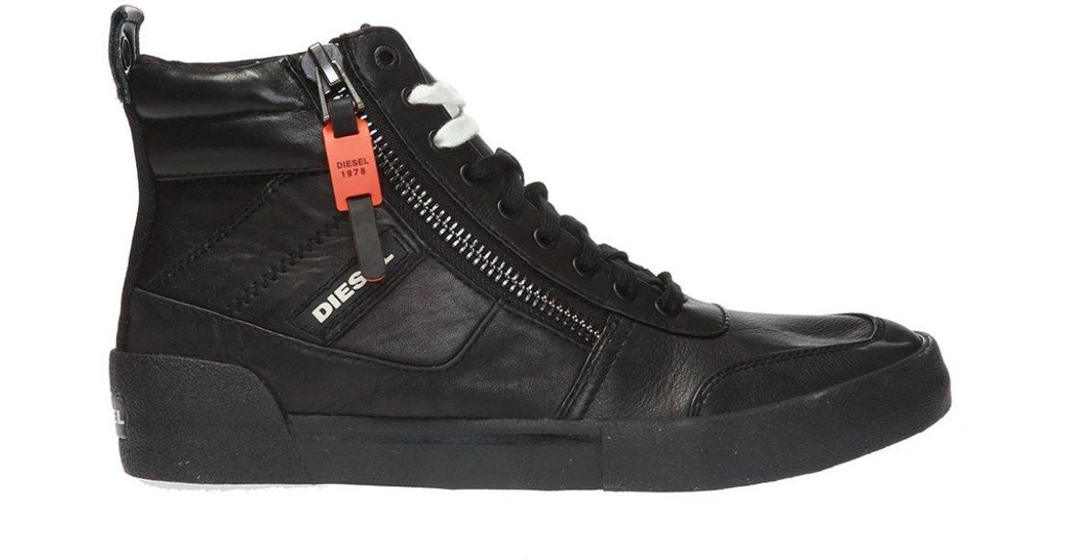DIESEL Leather 's-dvelows' High-top Sneakers in Black for Men - Lyst