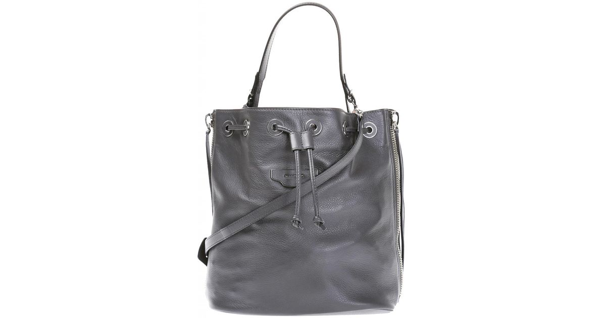 Balenciaga Gray Leather Bucket Bag Lyst