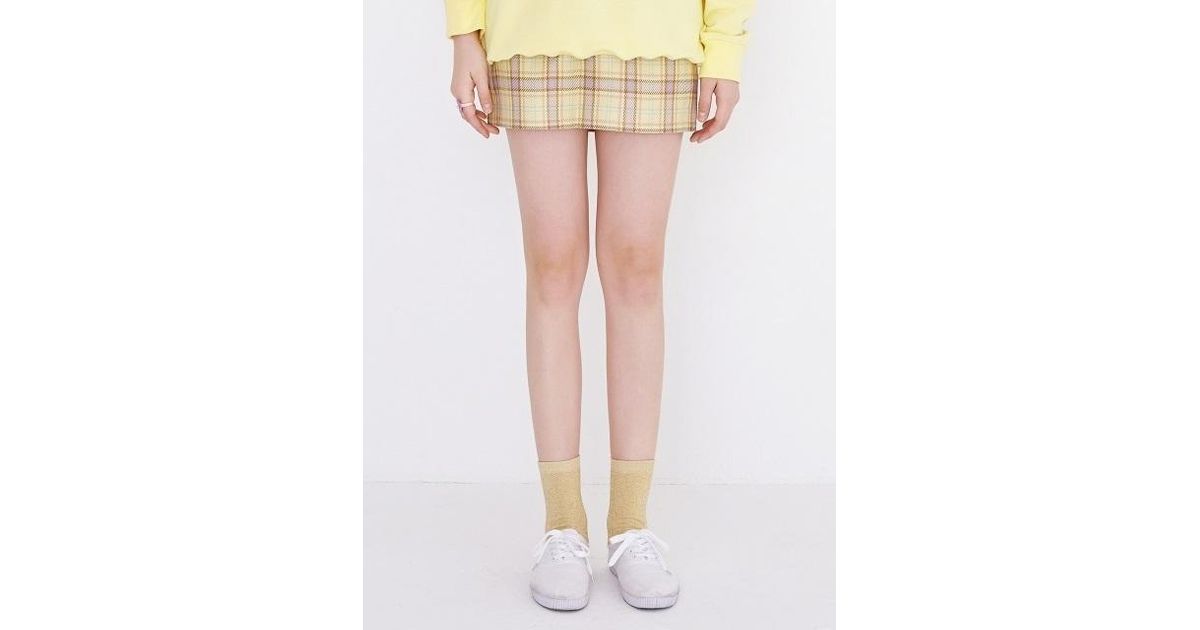 Margarin Fingers Check Mini Skirt in Lemon (Yellow) - Lyst