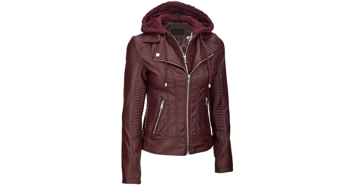 Wilsons Leather Black Rivet Quilted Faux Jacket W Removable Wilsons Leather Black Rivet Quilted Faux Jacket W Removable Sweater Knit Hood Lyst
