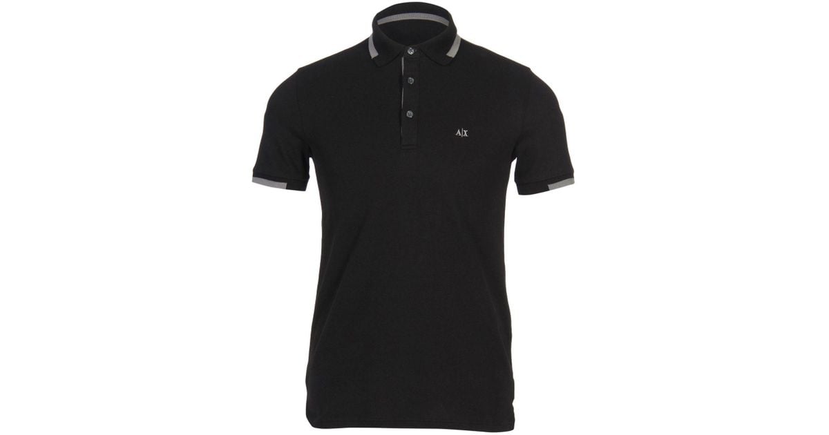 Armani exchange Polo Shirt in Black for Men | Lyst