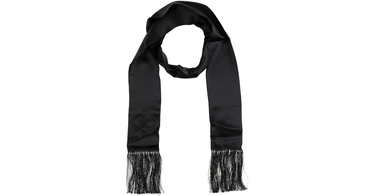 Dsquared² Satin Oblong Scarf In Black - Lyst