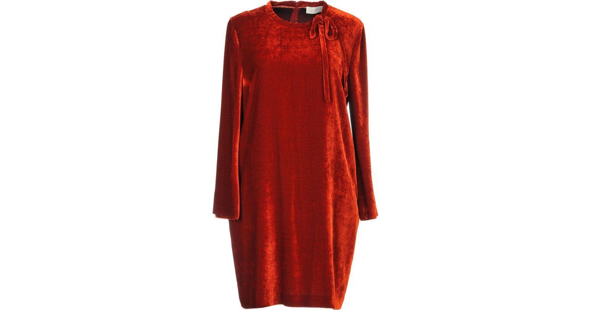 L'Autre Chose Velvet Short Dress in Red - Lyst