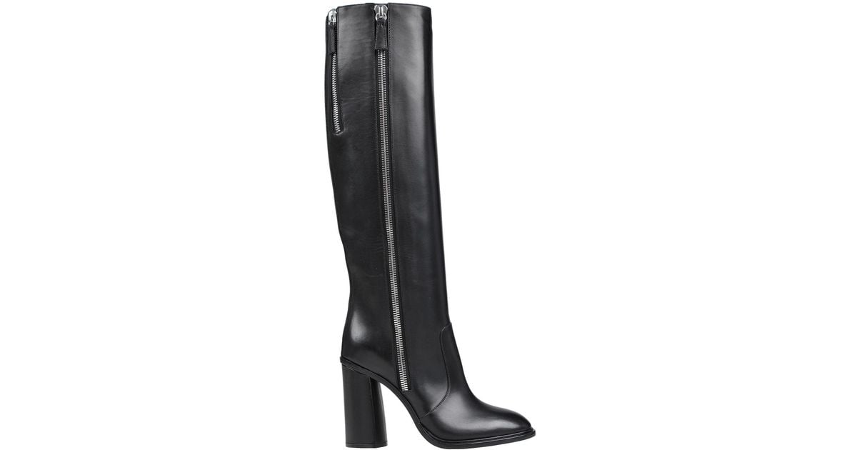 Casadei Leather Boots in Black - Lyst