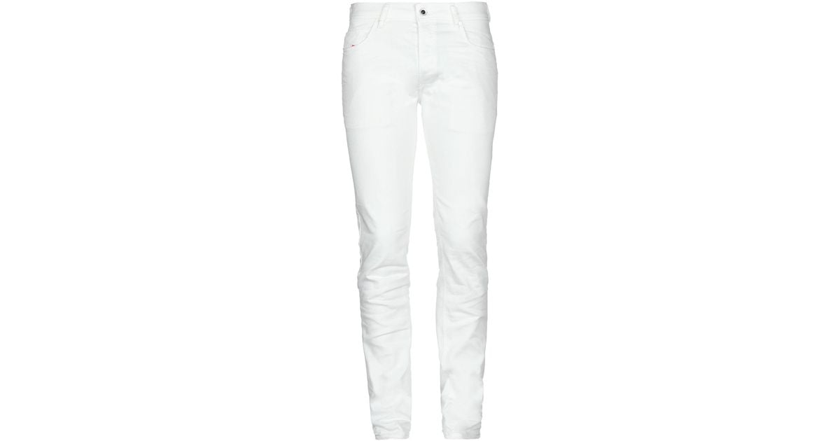 DIESEL Denim Trousers in White for Men - Lyst
