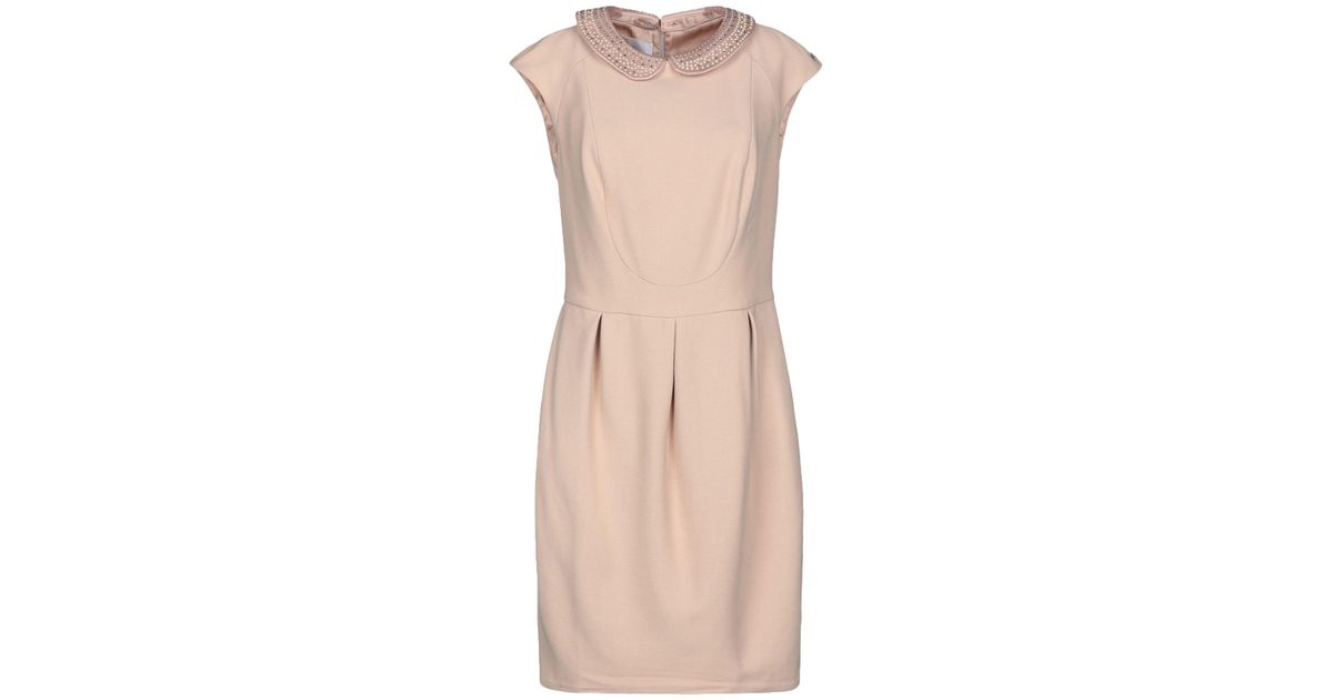 Elisabetta Franchi Satin Short Dress in Beige (Natural) - Lyst