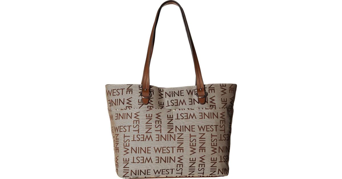 Lyst Nine West Genevieve Tote Black Handbags In Brown