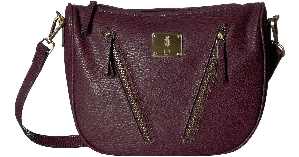 Lyst Fly London Dami634fly Black Pu Handbags In Purple