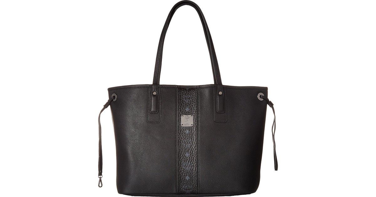Lyst Mcm Liz Reversible Medium Per Black Tote Handbags In