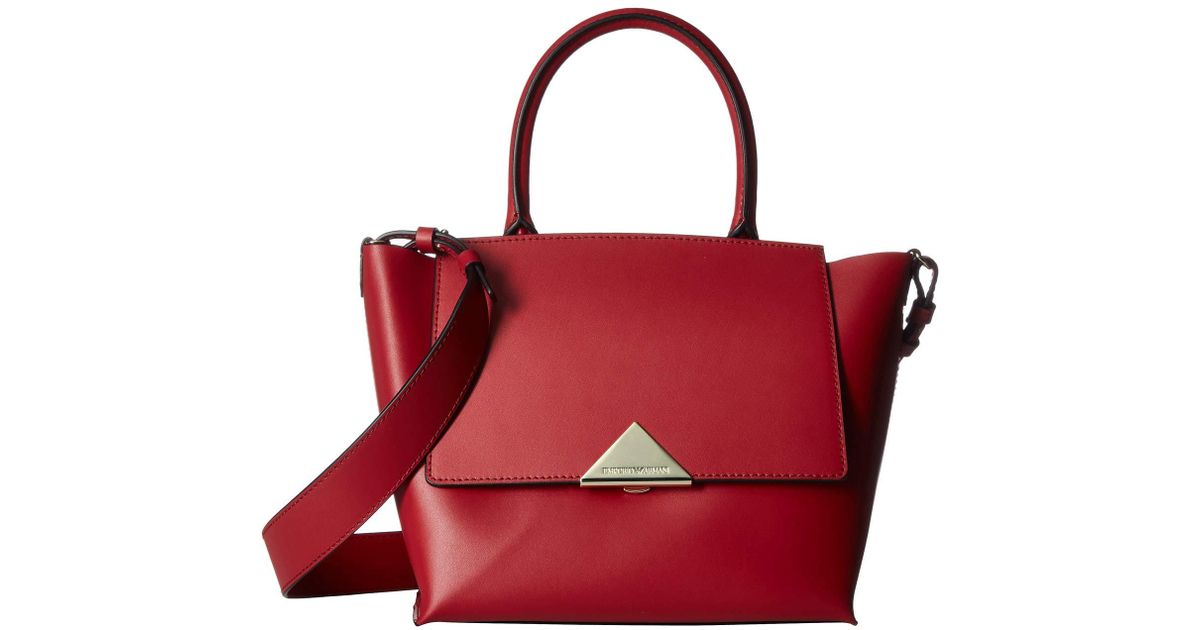 Emporio Armani Red Faux Leather Handbag Bordeaux Handbags Lyst