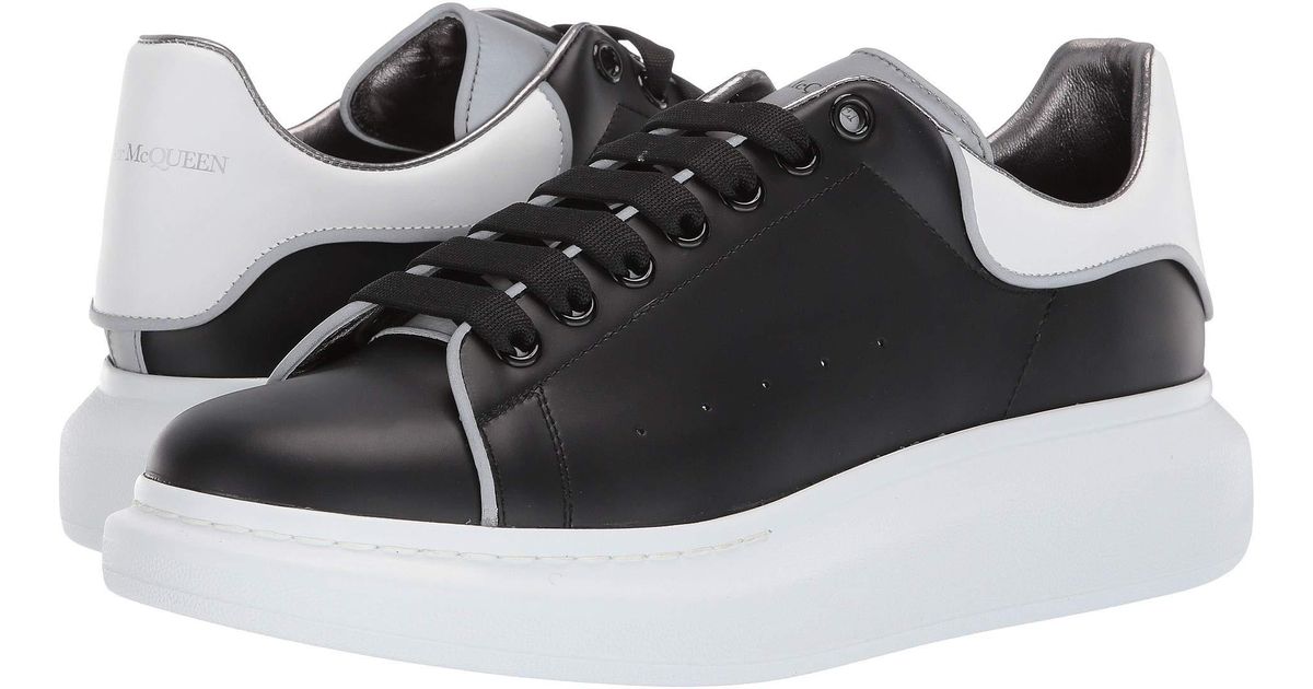 Alexander McQueen Oversized Metallic Trim Tennis Sneaker in Black for Men - Lyst
