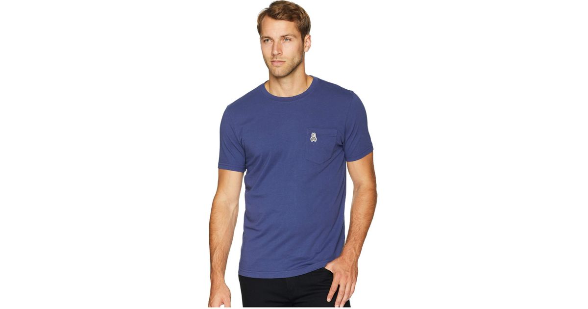 Psycho Bunny Men/'s Ultra Marine Blue Garment Dyed Crew Short Sleeve Pocket Shirt