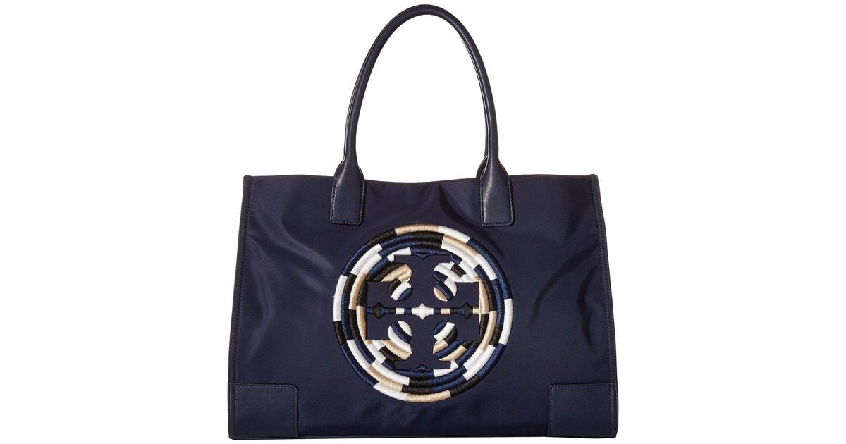 Lyst Tory Burch Ella Rope Tote French Navy Handbags In Blue