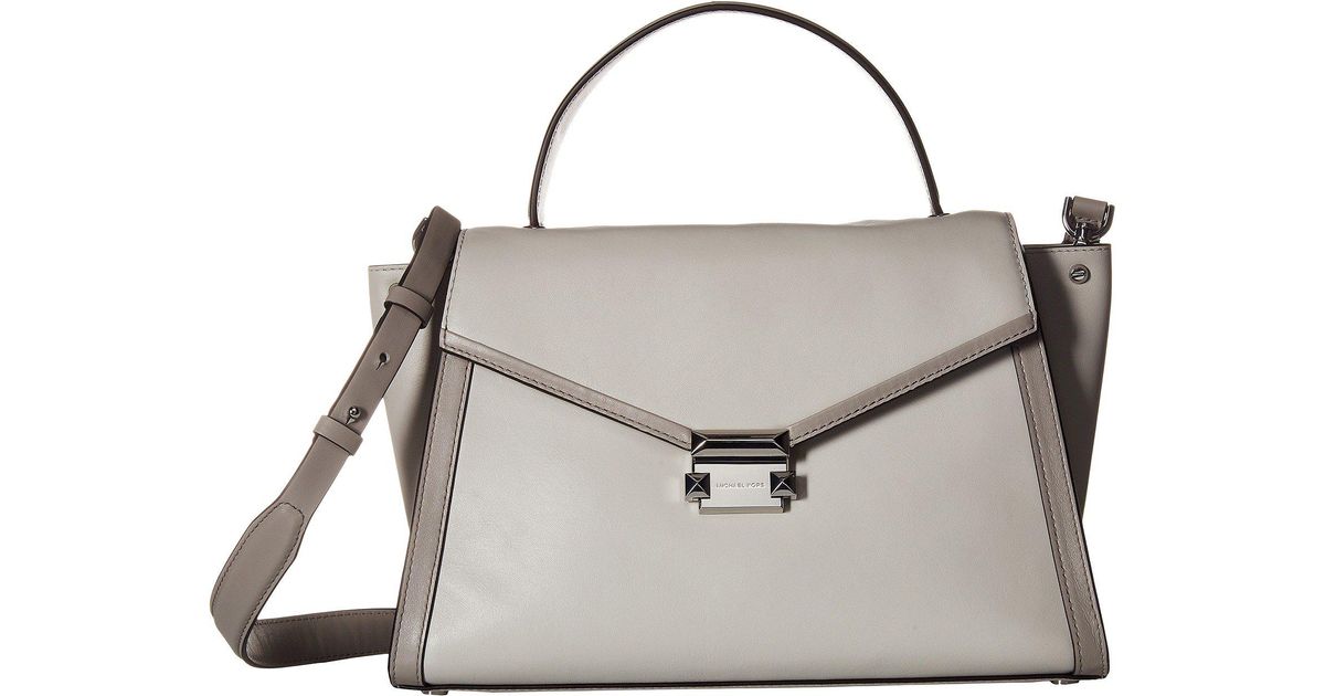 Lyst Michael Kors Whitney Large Top Handle Satchel Lyst Michael Kors Whitney Large Top Handle Satchel Aluminum Pearl Grey Handbags In Gray
