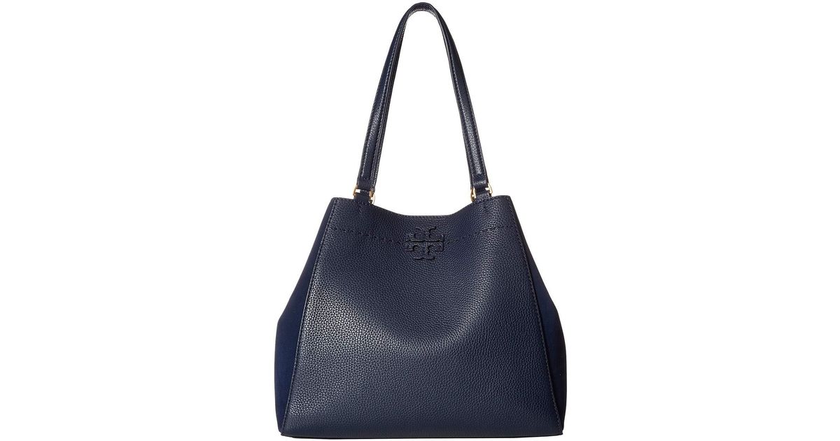 Tory Burch Blue Mcgraw Mixed Materials Carryall Royal Navy Handbags Lyst