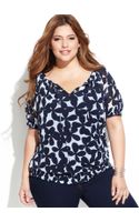 Inc International Concepts Plus Size Shortsleeve Blouse in Blue (Hot ...