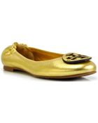 Tory Burch Reva Crackled Metallic Leather Ballet Flats in Gold | Lyst