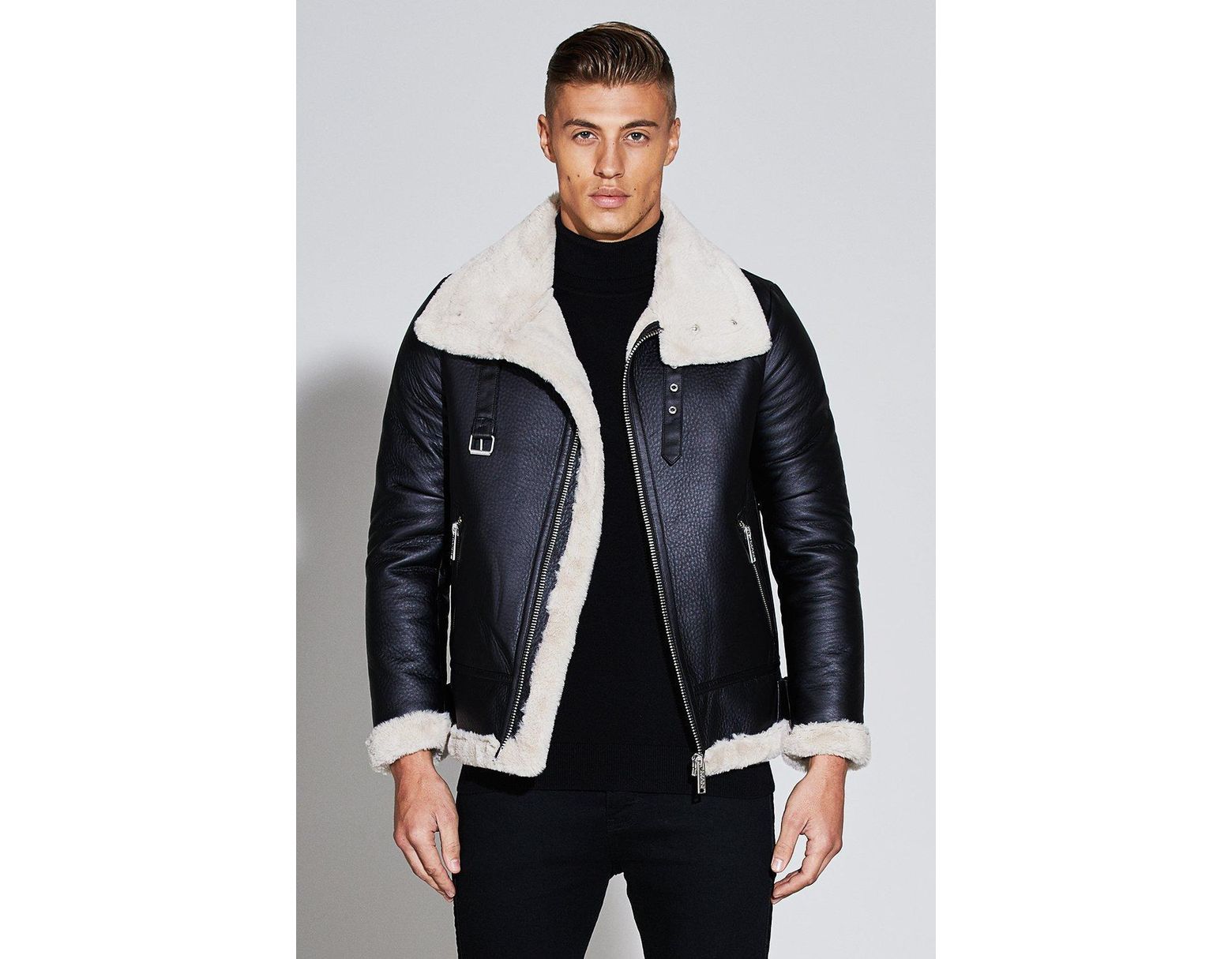 Boohooman Premium Oversized Faux Leather Flight Jacket In Black For Boohooman Premium Oversized Faux Leather Flight Jacket In Black For Men Save 20 Lyst