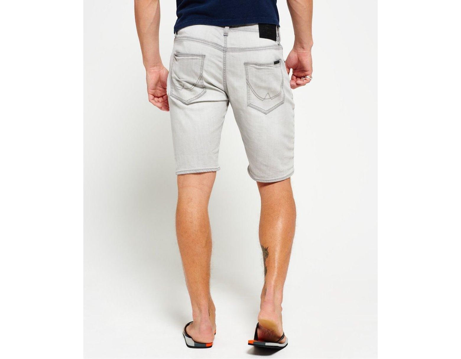 superdry officer slim denim shorts