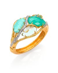 Alexis Bittar | Metallic Elements Maldivian Amazonite, Chrysoprase & Crystal Vine Bracelet | Lyst