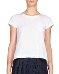 Sacai | White Luck Satin-back Jersey Tee | Lyst