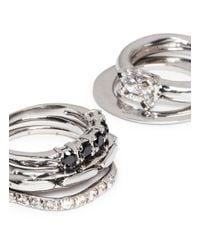 Iosselliani | Metallic Strass Pavé Five Ring Set | Lyst