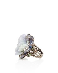 Wendy Yue | Multicolor Jade And Pink Sapphire Double Flower Ring | Lyst