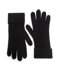 Saks Fifth Avenue | Black Ribbed Cashmere Gloves | Lyst