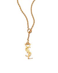 Saint Laurent | Metallic Monogramme Fin Signature Pendant Necklace | Lyst