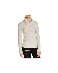 Aqua | Beige Pointelle Turtleneck Sweater | Lyst
