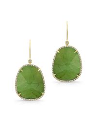 Anne Sisteron - 14kt Yellow Gold Green Tourmaline Diamond Earrings - Lyst