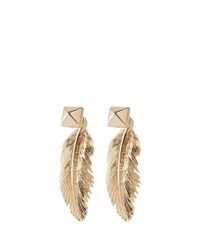 Valentino | Metallic 'rockstud' Feather Earrings | Lyst