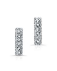 Anne Sisteron - Metallic 14kt White Gold Diamond Mini Bar Earrings - Lyst
